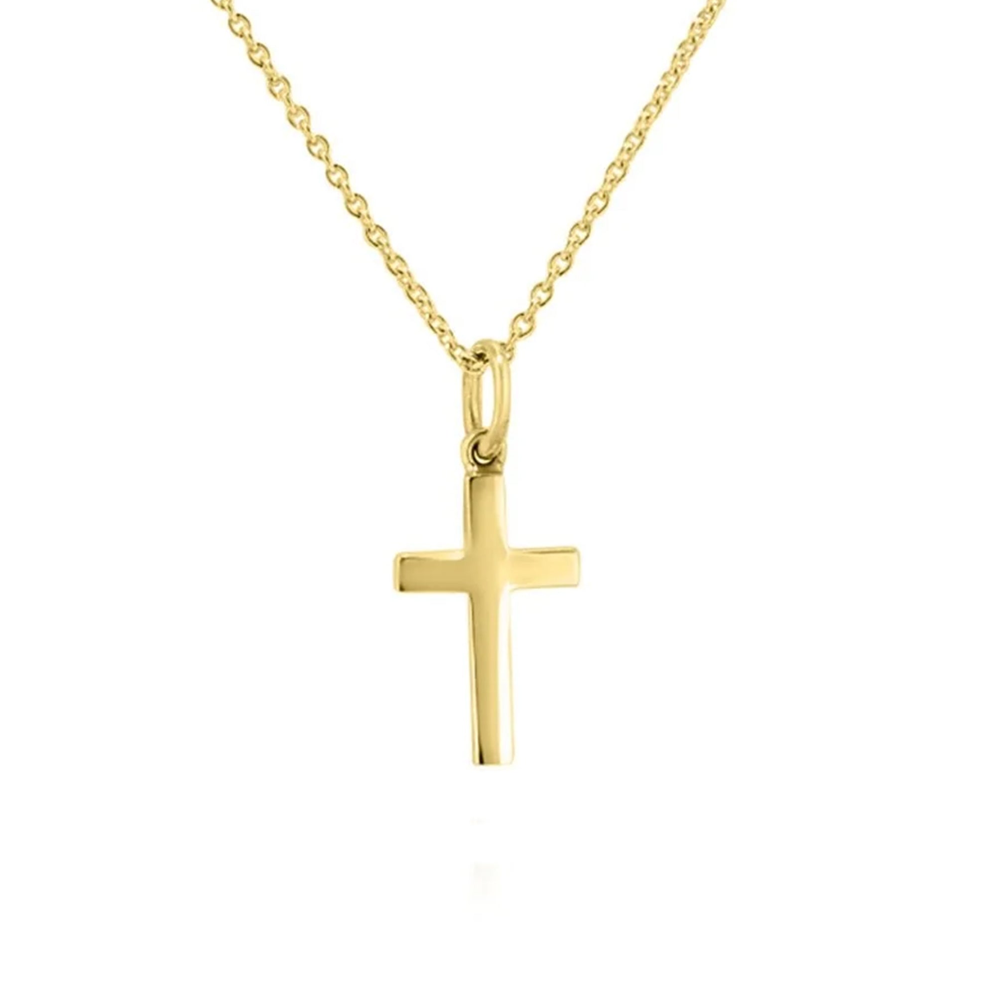 9ct Yellow Gold 15mm x 9mm Cross With Adjustable 16"-18" Fine Trace Chain