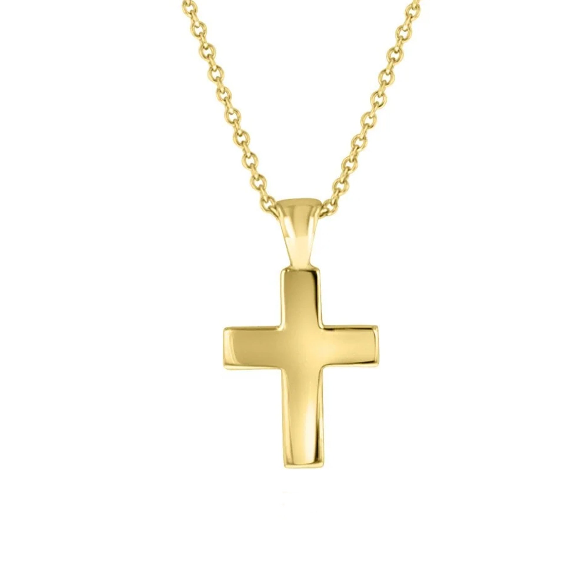 9ct Yellow Gold Chunky Cross Pendant and Chain