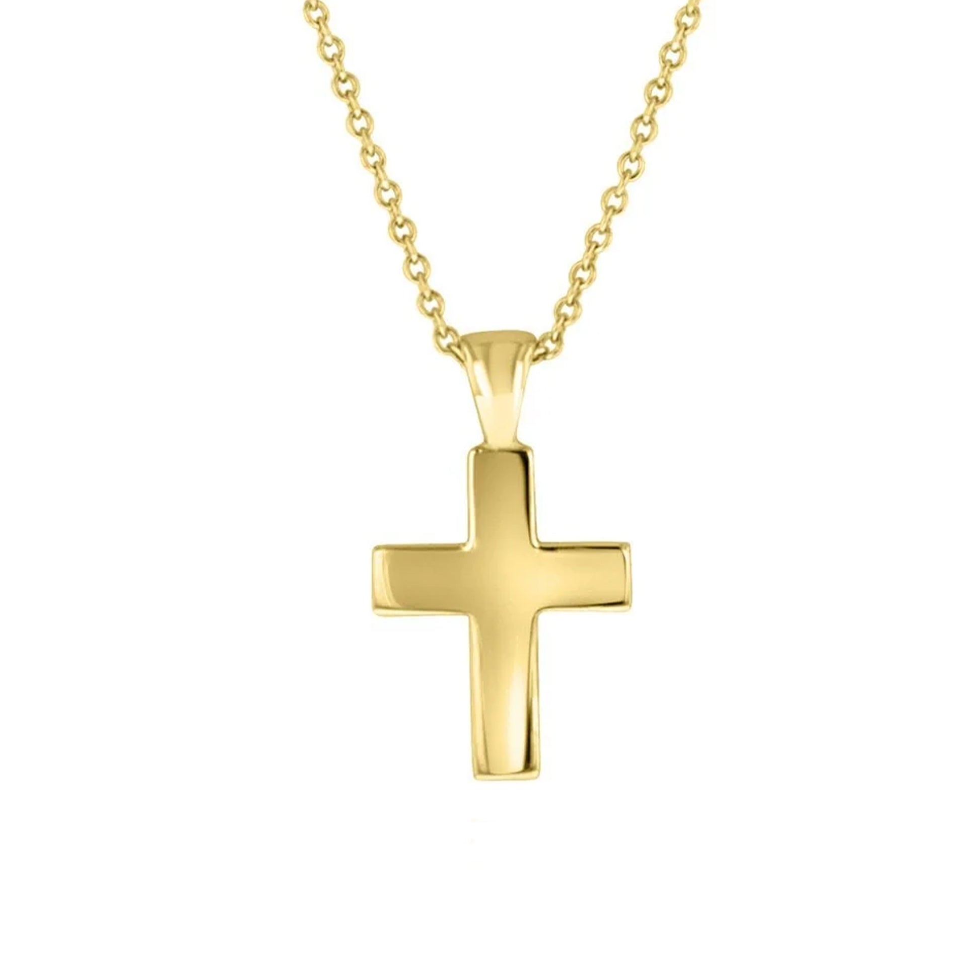9ct Yellow Gold Chunky Cross Pendant and Chain