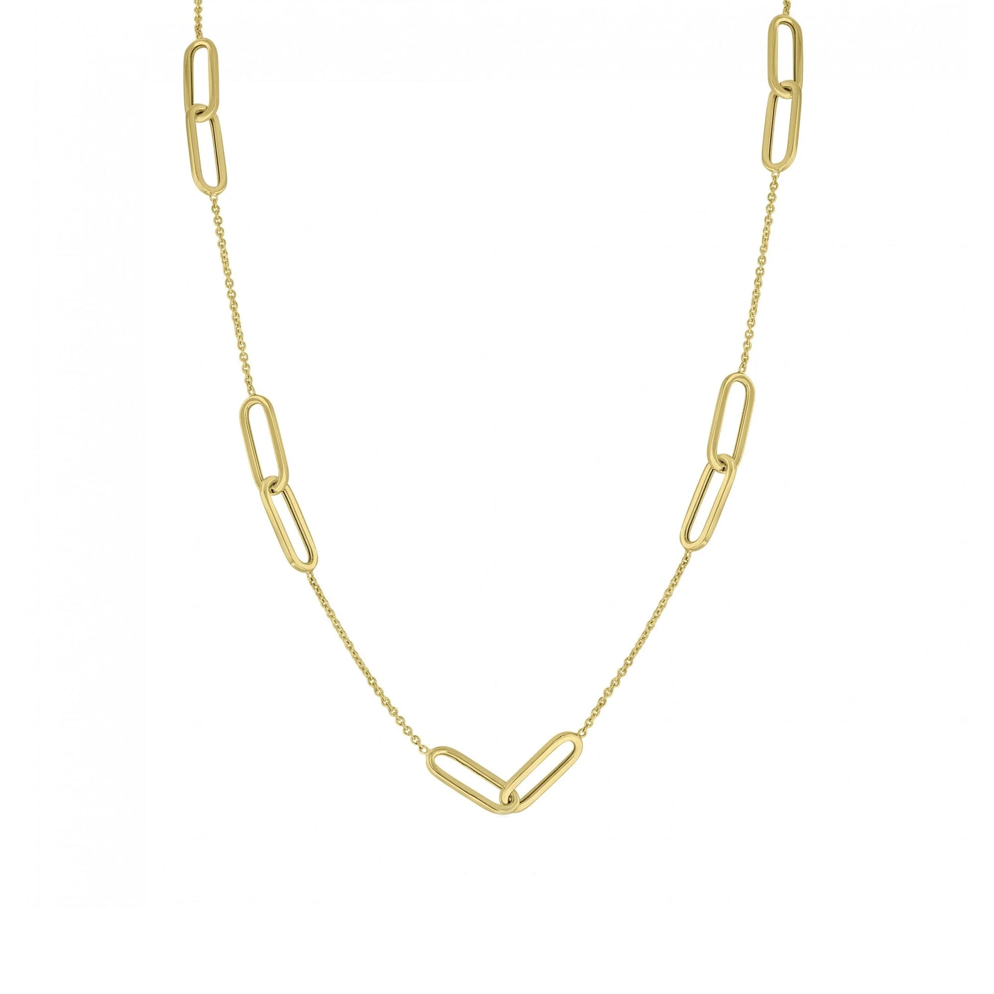 9ct Yellow Gold Double Oblong Station Necklace