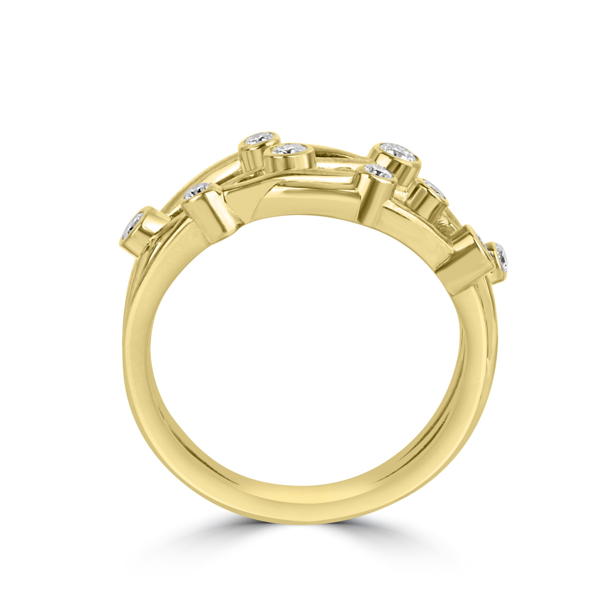 9ct Yellow Gold Multi Strand Avanti Cascata Ring With Diamonds