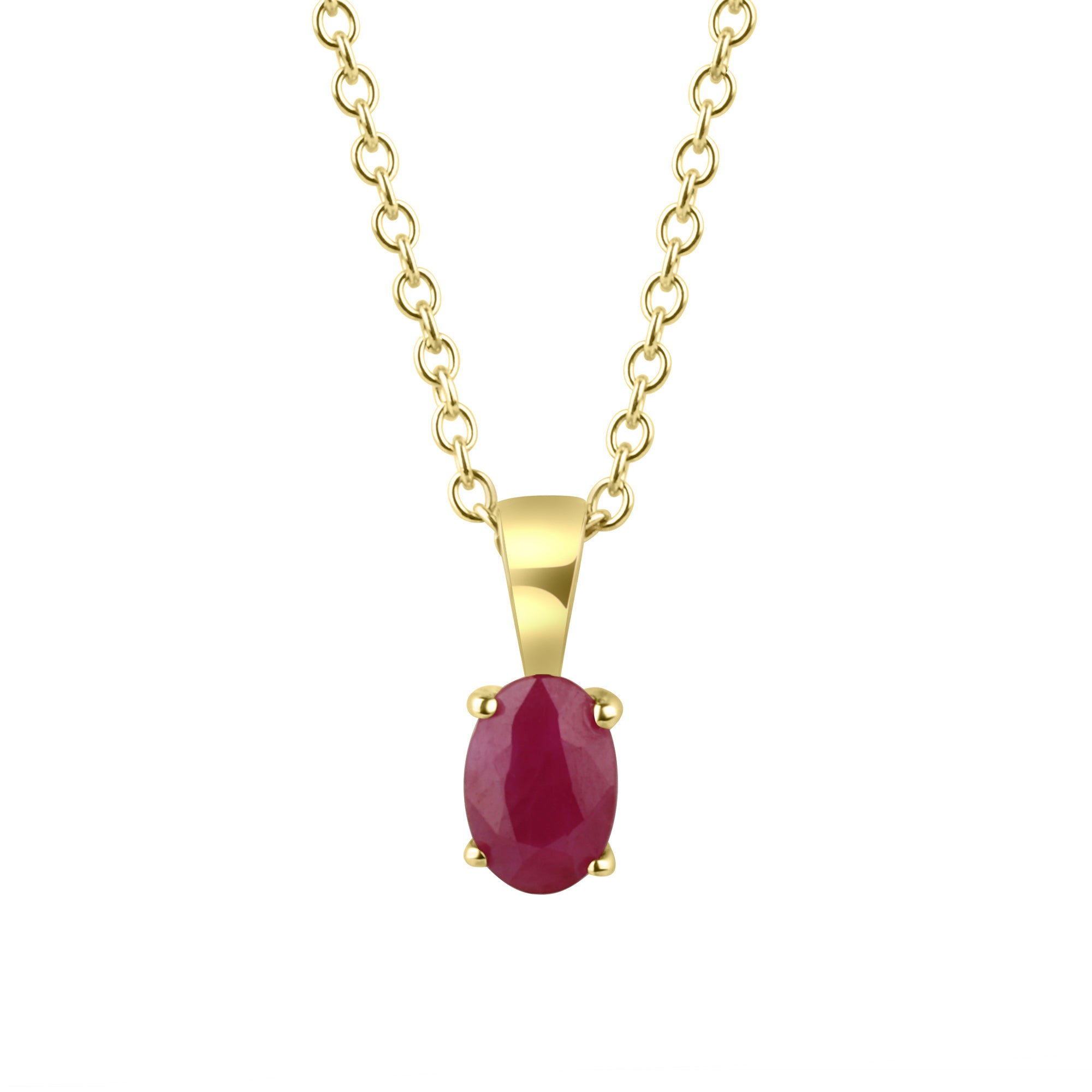9ct Yellow Gold Oval Ruby Necklace