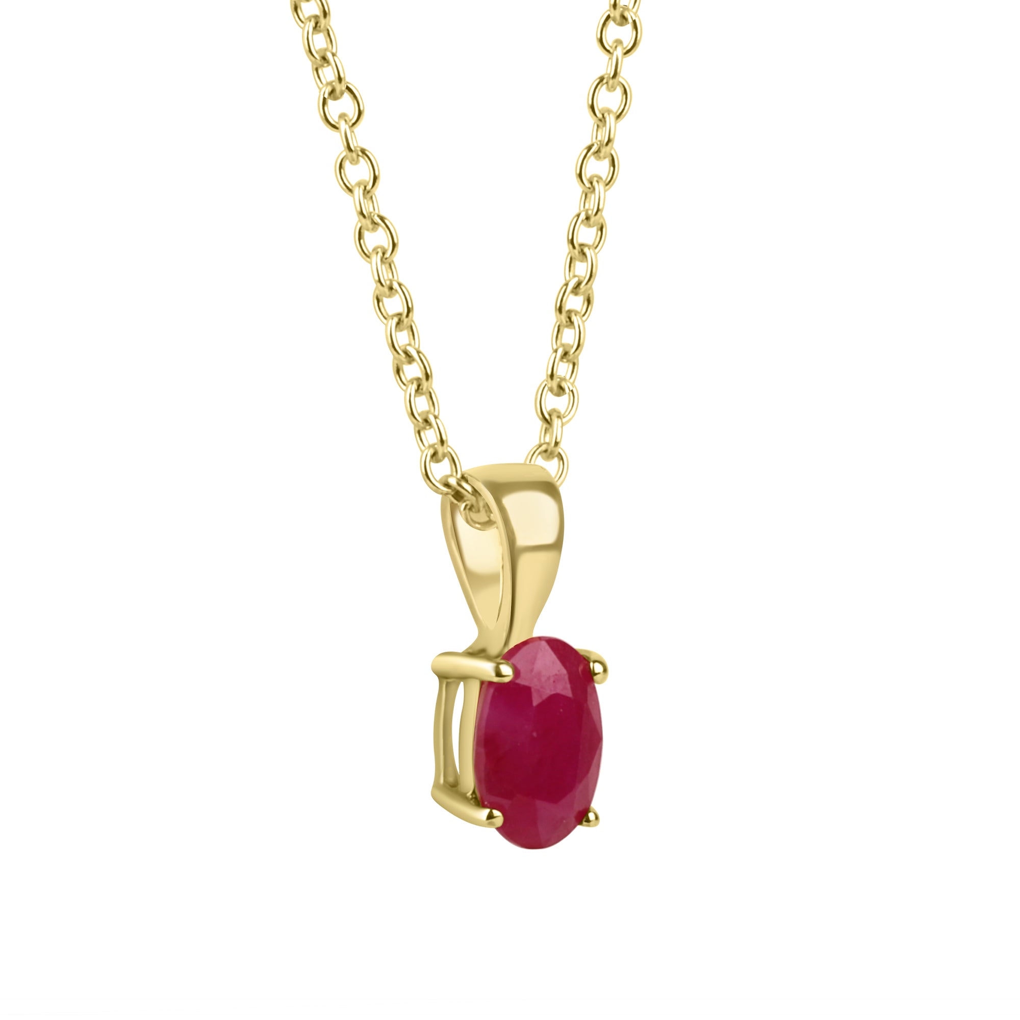 9ct Yellow Gold Oval Ruby Necklace