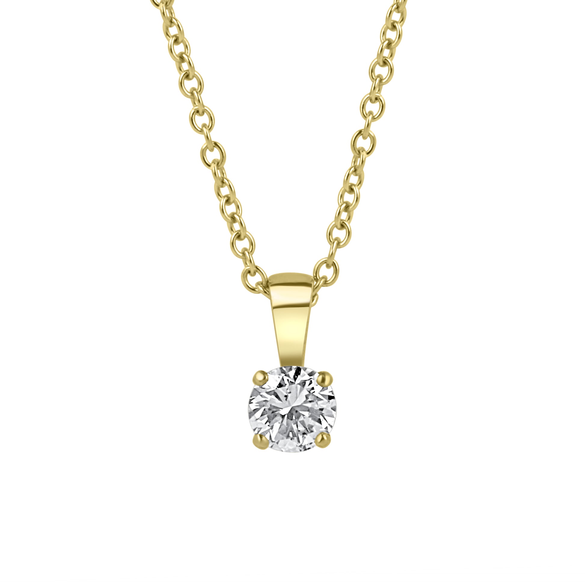 9ct Yellow Gold Single Diamond 0.40ct 18" Necklace