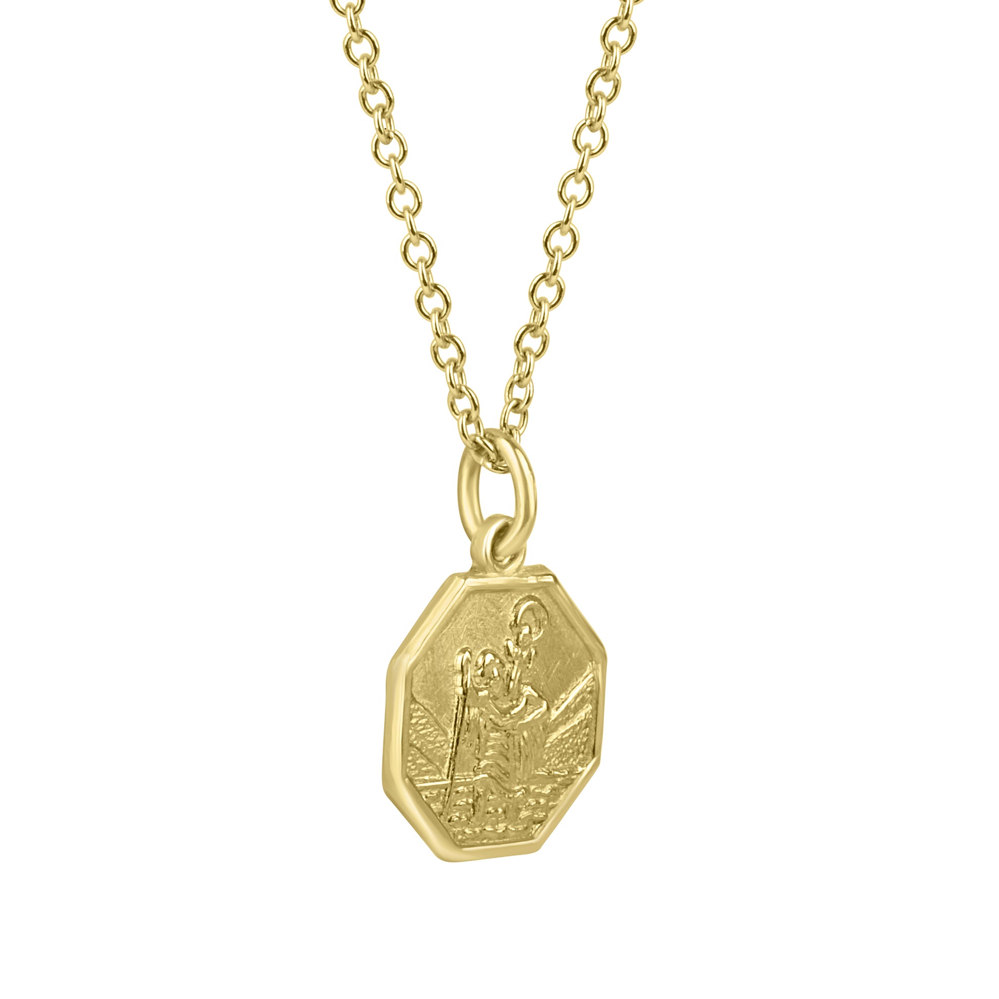 9ct Yellow Gold St.Christopher Pendant With Adjustable 16"-18" Fine Trace Chain