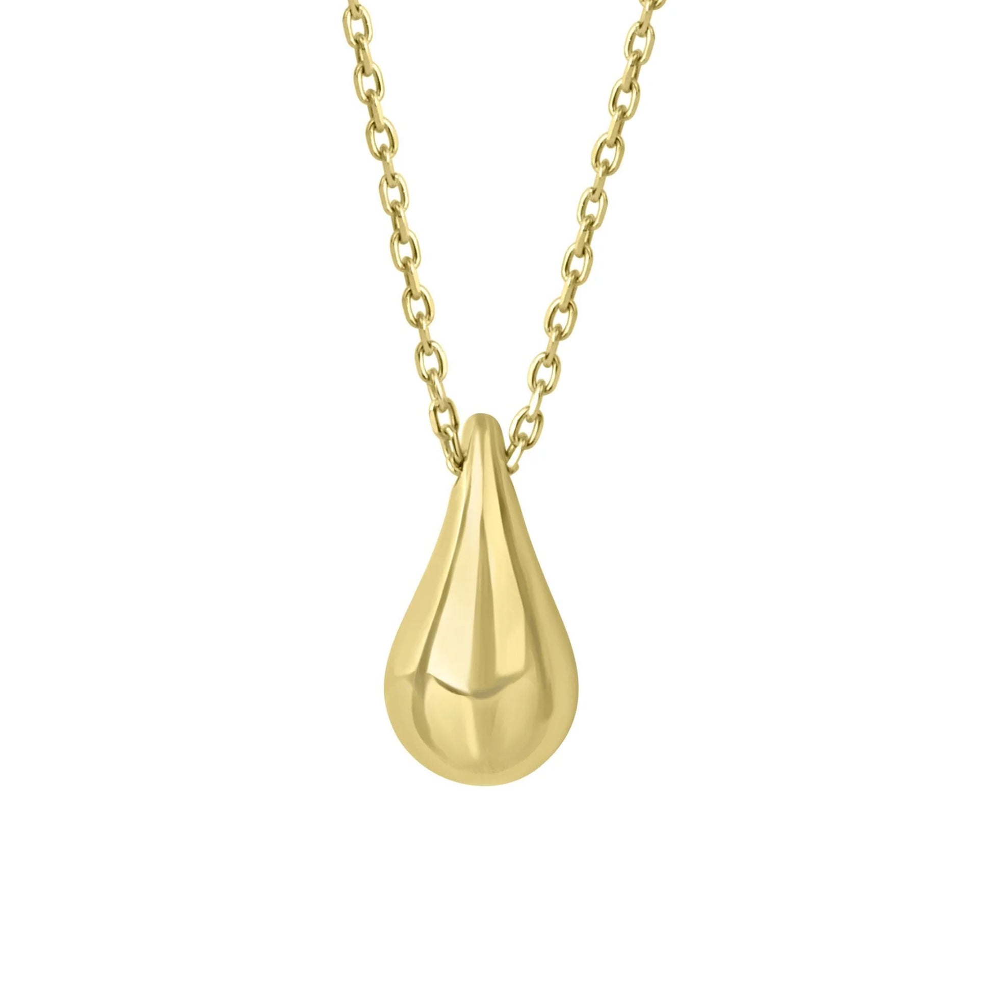 9ct Yellow Gold Teardrop Necklet on a Filed Trace Chain