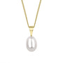 9ct Yellow Gold White Teardrop Cultured Freshwater Pearl Necklace