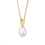 9ct Yellow Gold White Teardrop Cultured Freshwater Pearl Necklace