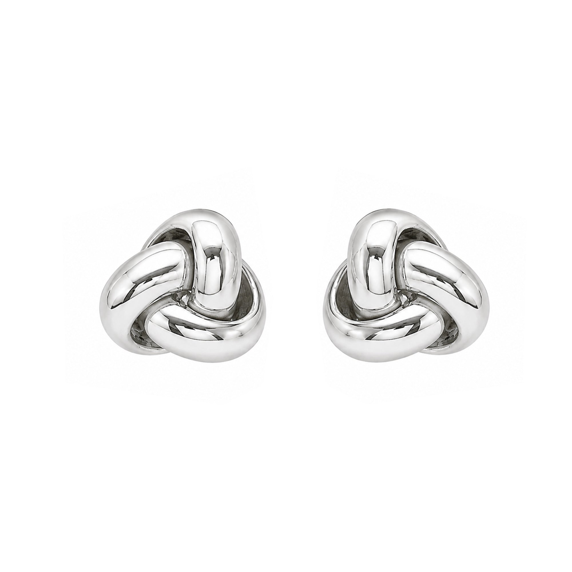 9ct White Gold 3 Band Knot Stud Earrings