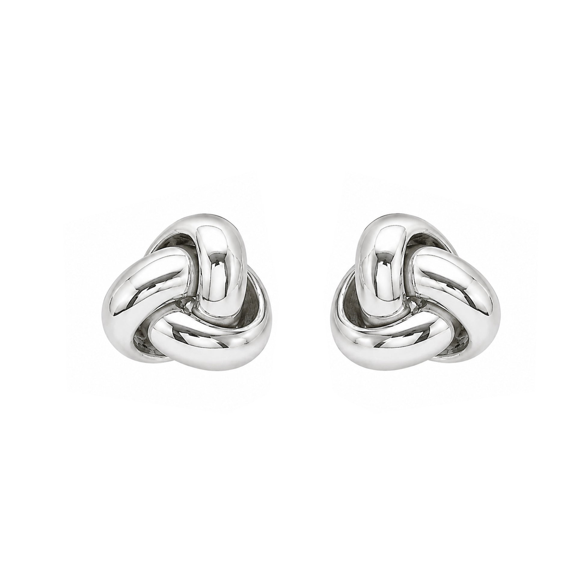 9ct White Gold 3 Band Knot Stud Earrings