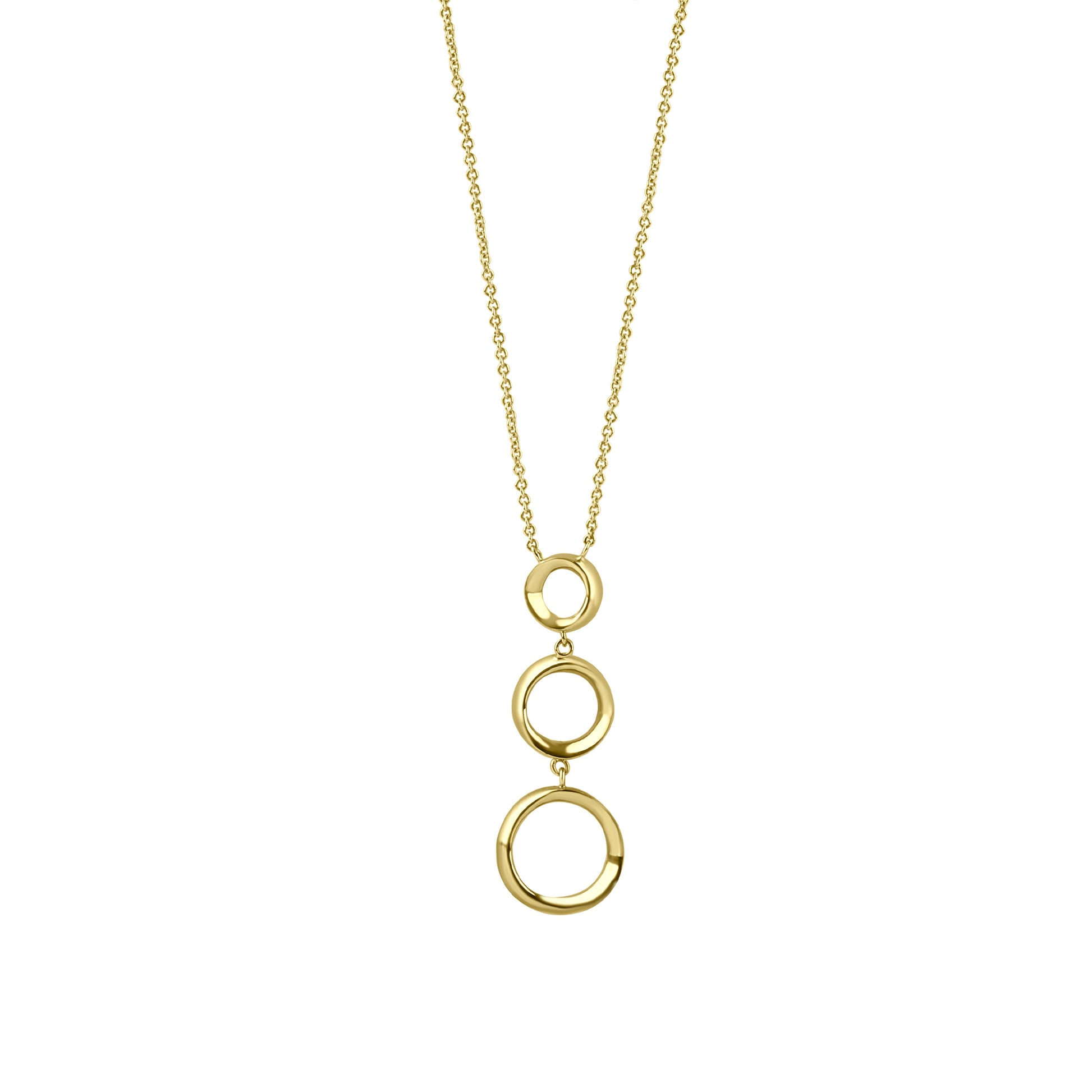 9ct Yellow Gold Graduated Three Ring Necklace