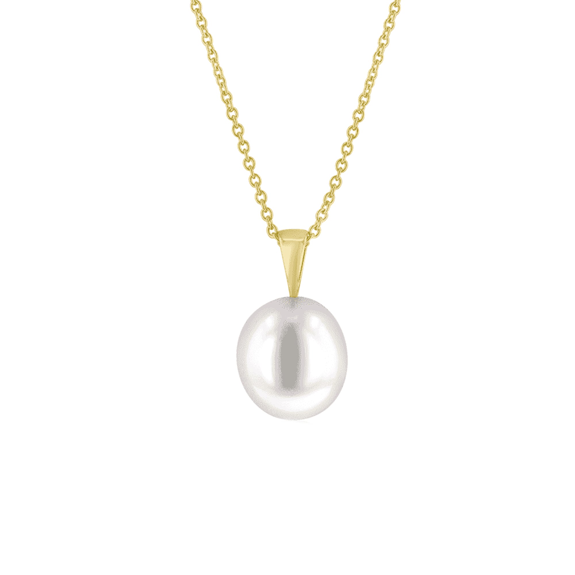 9ct Yellow Gold Pendant With Baroque White Cultured Pearl and 16" 9ct Yellow Gold Trace Chain