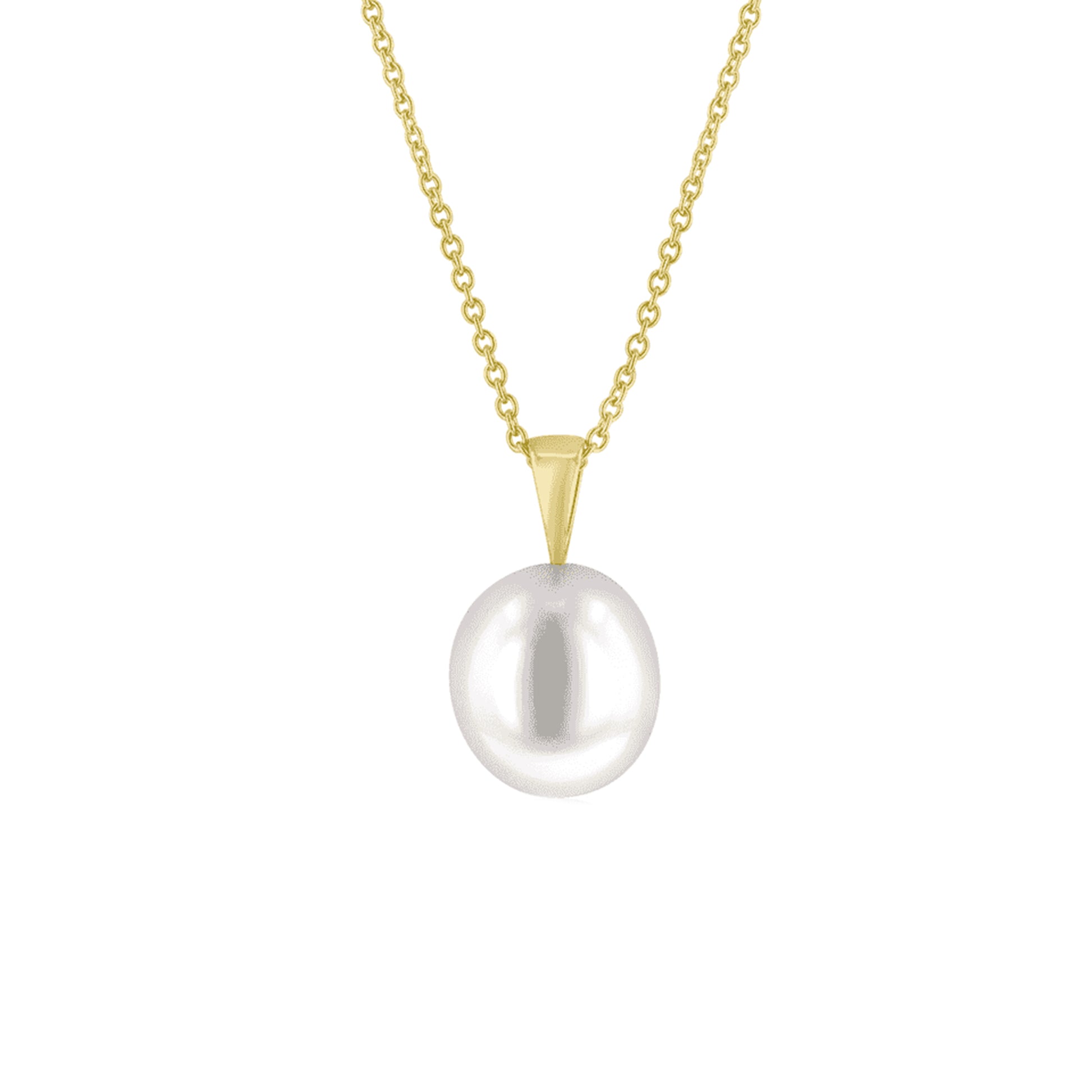 9ct Yellow Gold Pendant With Baroque White Cultured Pearl and 16" 9ct Yellow Gold Trace Chain