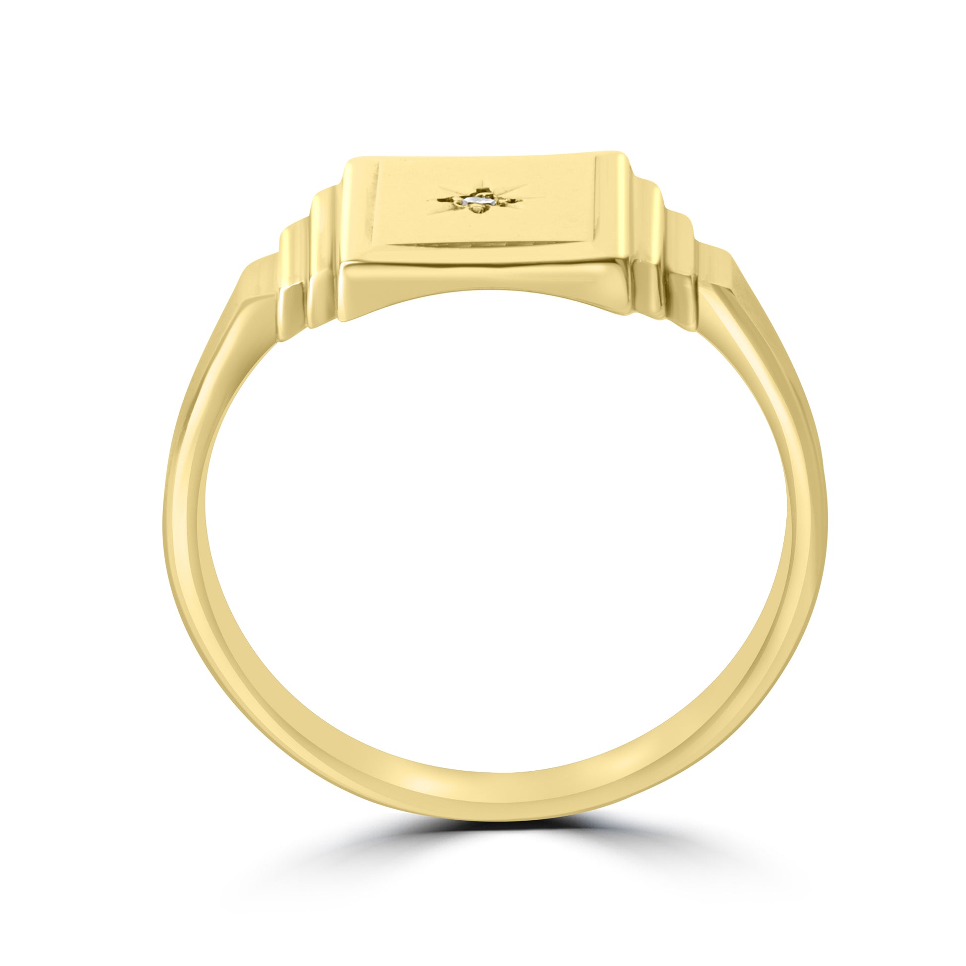 9ct Yellow Gold Signet Ring with Small Star Set Diamond Pre-Owned