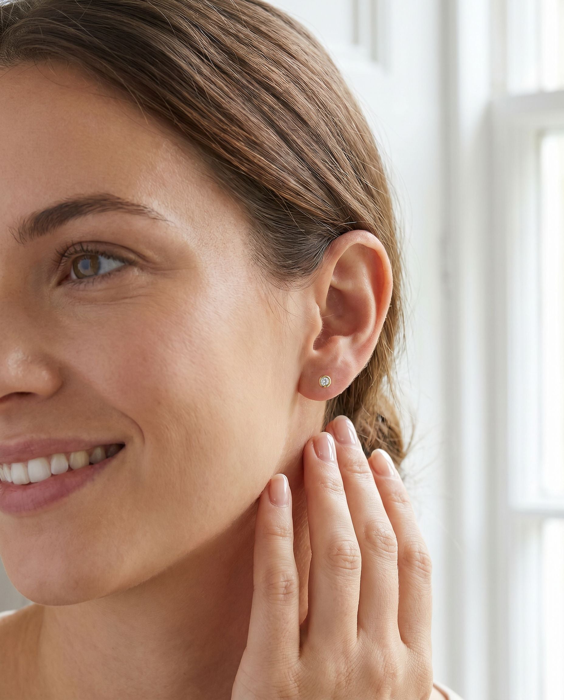 9ct Yellow Gold and Cubic Zirconia Stud Earrings