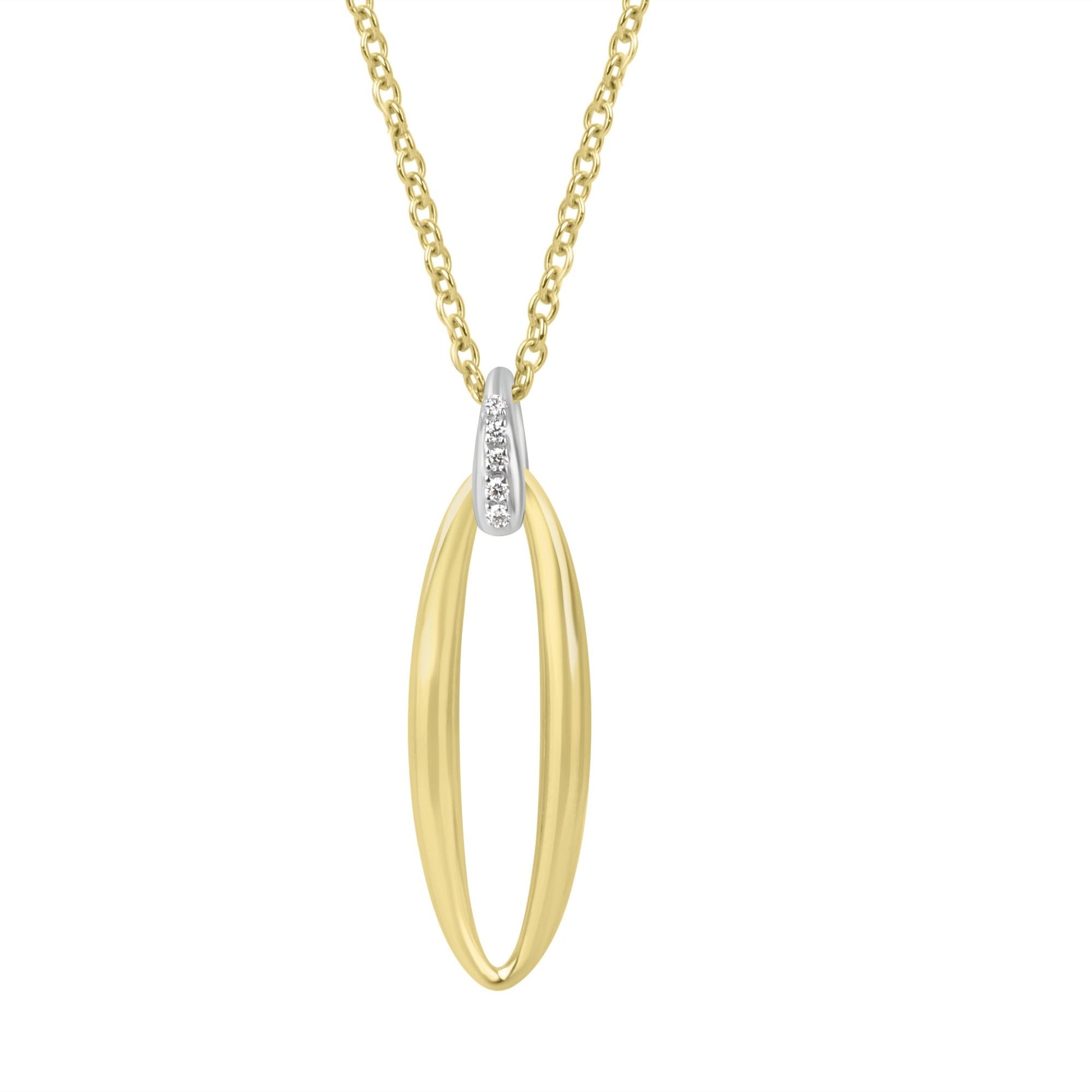 9ct Gold Elongated Diamond Pendant and Chain