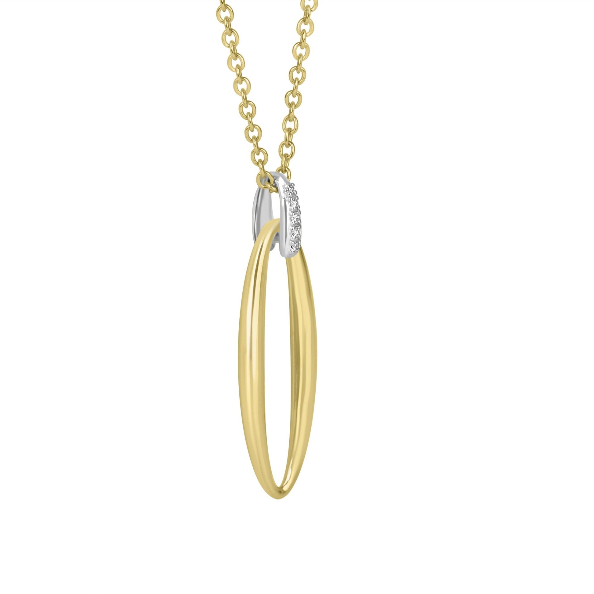 9ct Gold Elongated Diamond Pendant and Chain