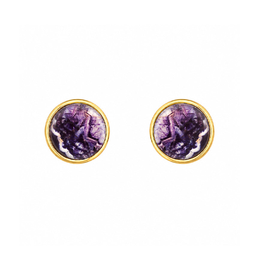 9ct Gold Small Round Blue John Stud Earrings