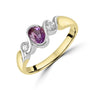 9ct Mixed Gold Amethyst and CZ Pre-Owned Wave Ring
