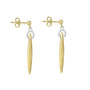 9ct Mixed Gold Elongated Diamond Drop Earrings