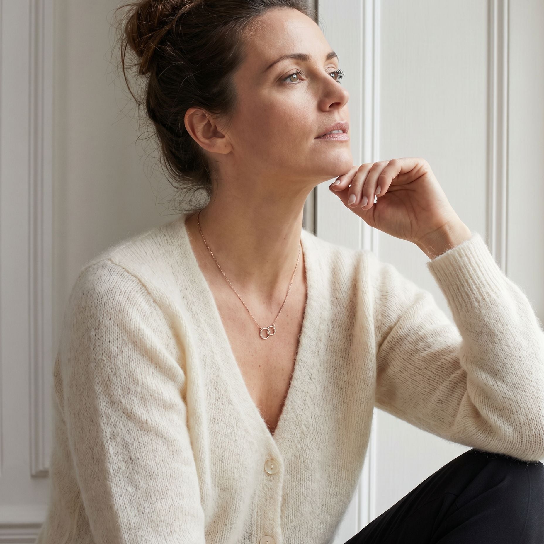 9ct Rose Gold Interlocking Double Circle Necklace