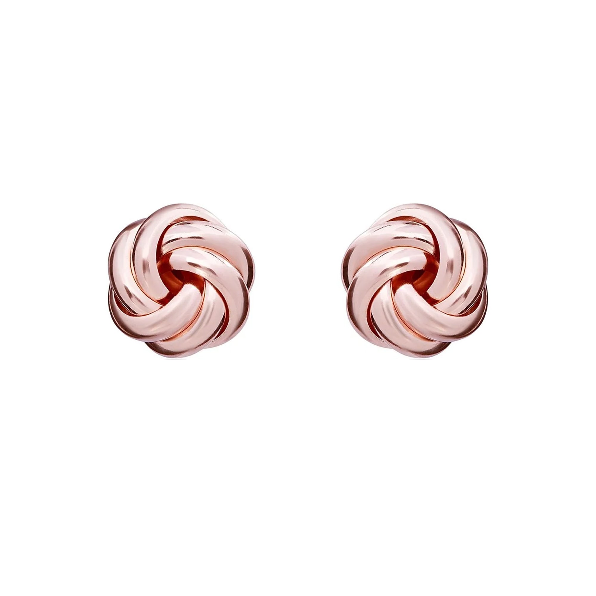 9ct Rose Gold Six Band Knot Stud Earrings