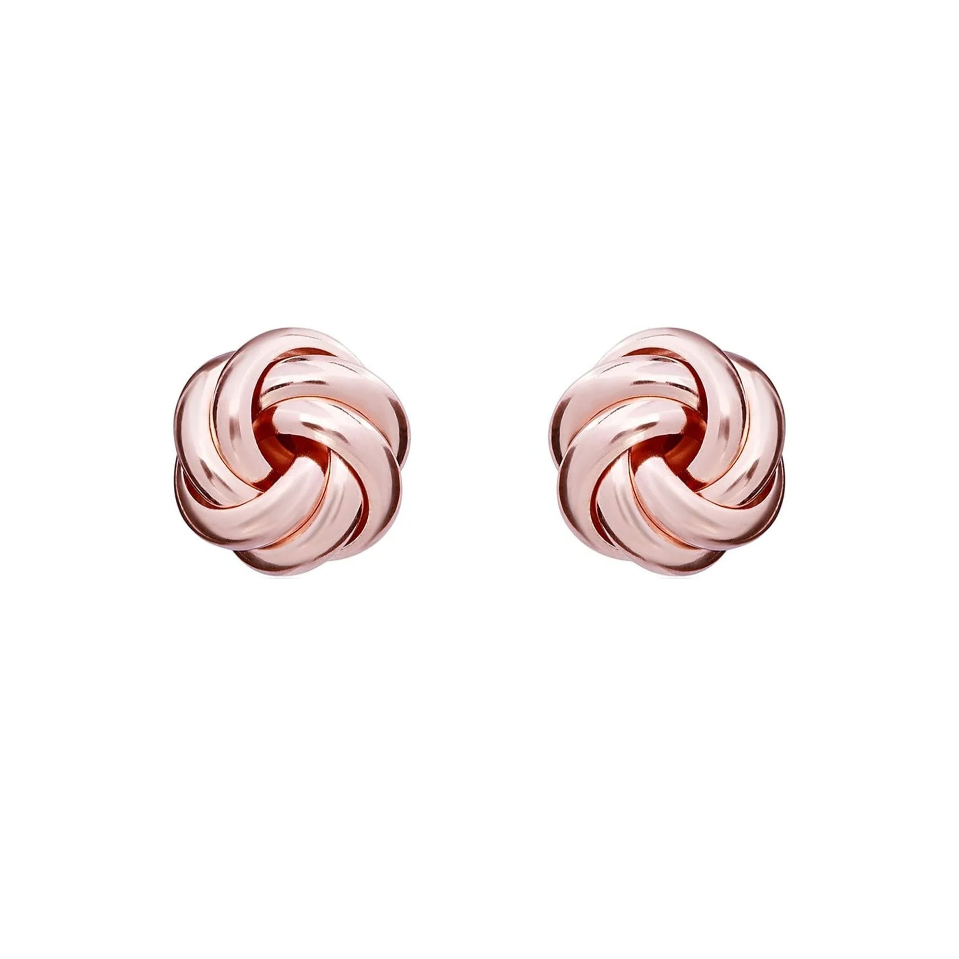 9ct Rose Gold Six Band Knot Stud Earrings