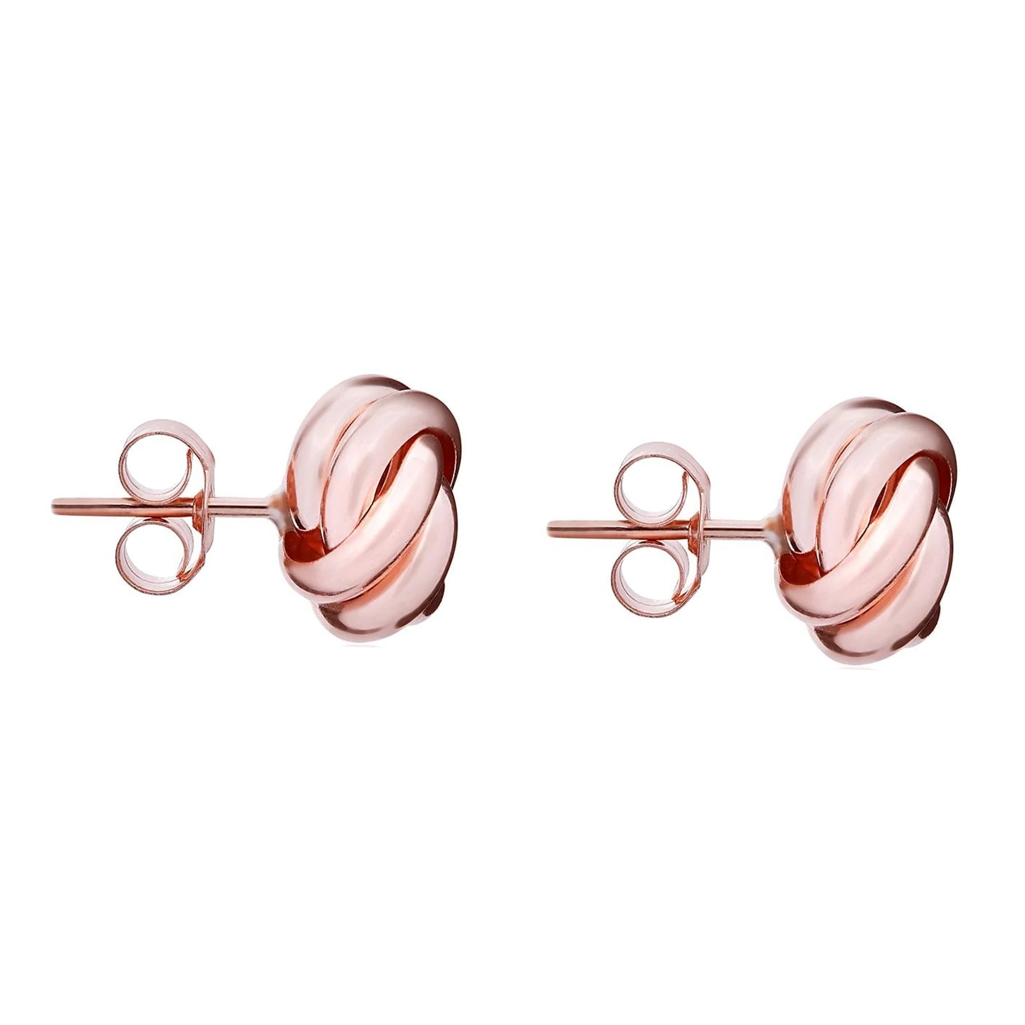 9ct Rose Gold Six Band Knot Stud Earrings