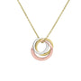 9ct Three Colour Gold Interlocking Triple Ring Necklace