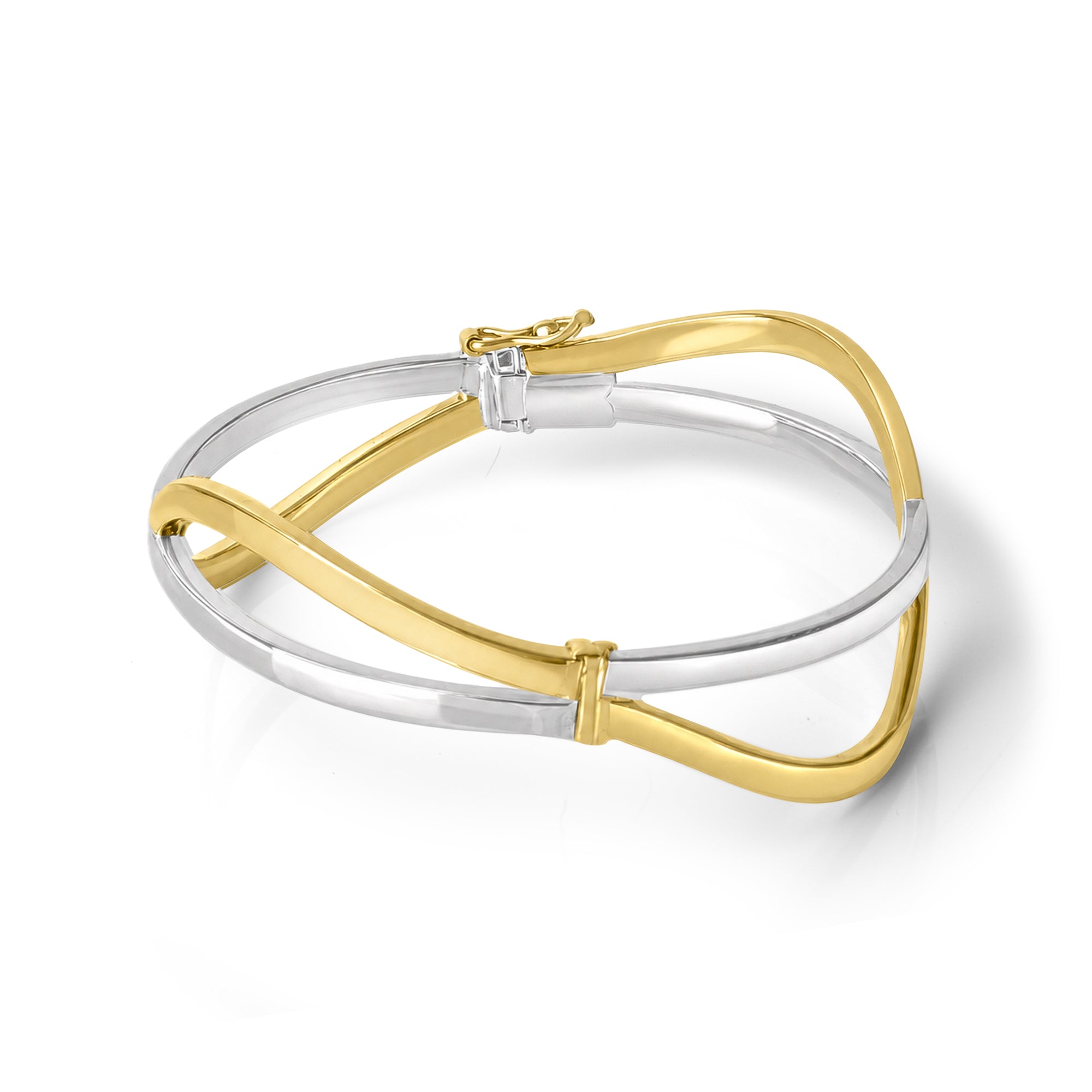 9ct Two Colour Gold Split Bar & Ring Pre-Owned Bracelet