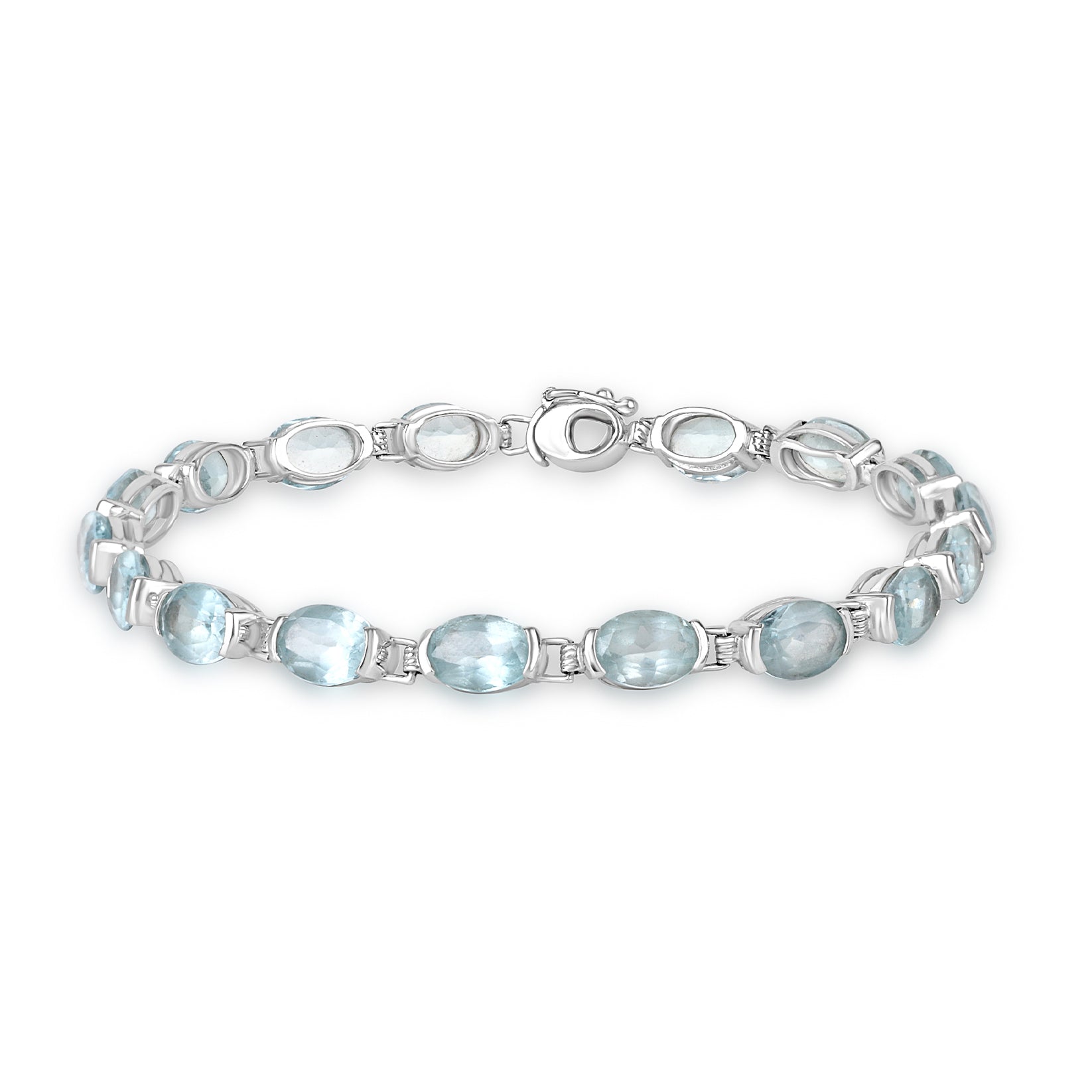 9ct White Gold 17 Oval Blue Topaz Pre-Owned Bracelet