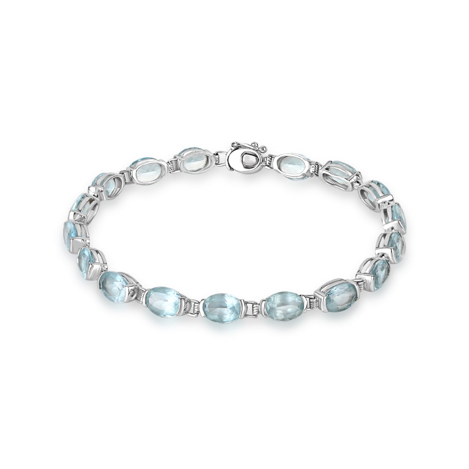 9ct White Gold 17 Oval Blue Topaz Pre-Owned Bracelet