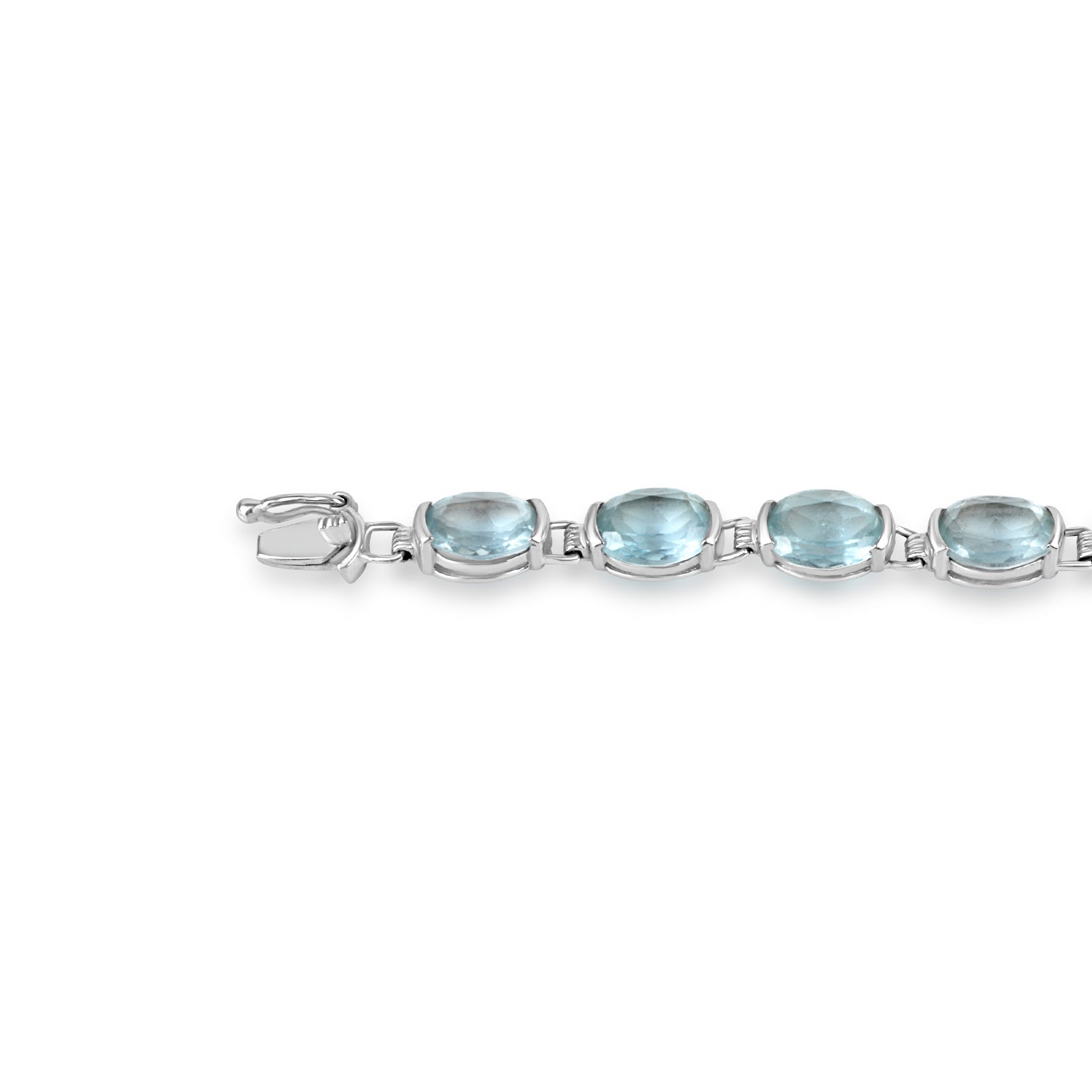 9ct White Gold 17 Oval Blue Topaz Pre-Owned Bracelet