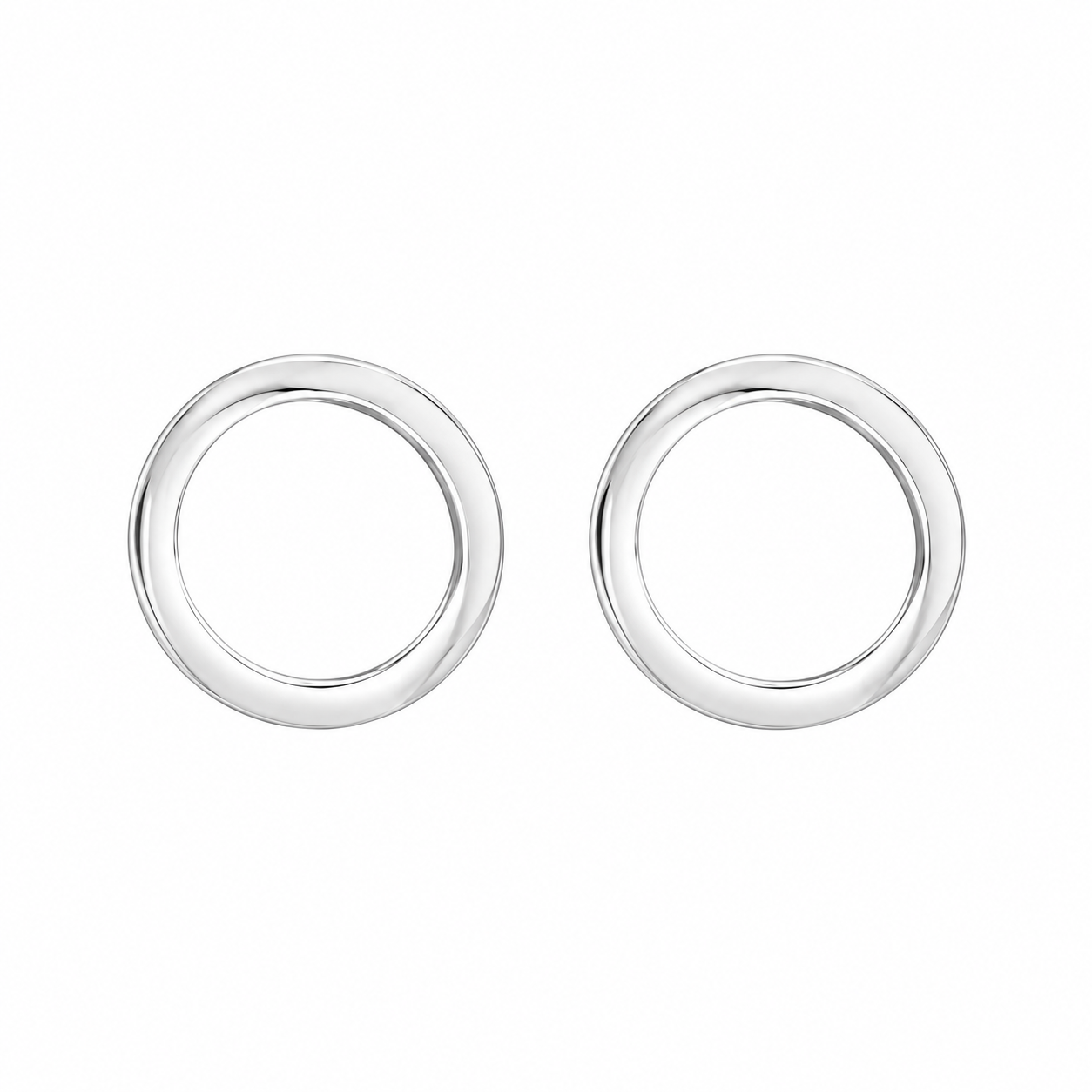 9ct White Gold Circle Stud Earrings