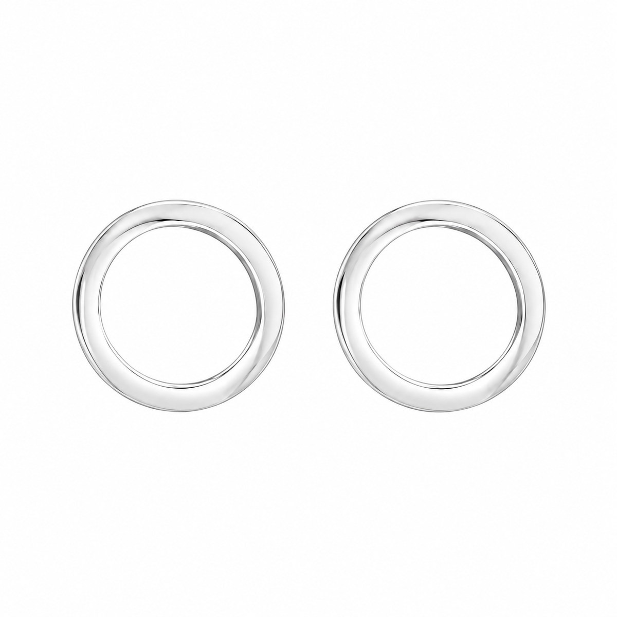 9ct White Gold Circle Stud Earrings
