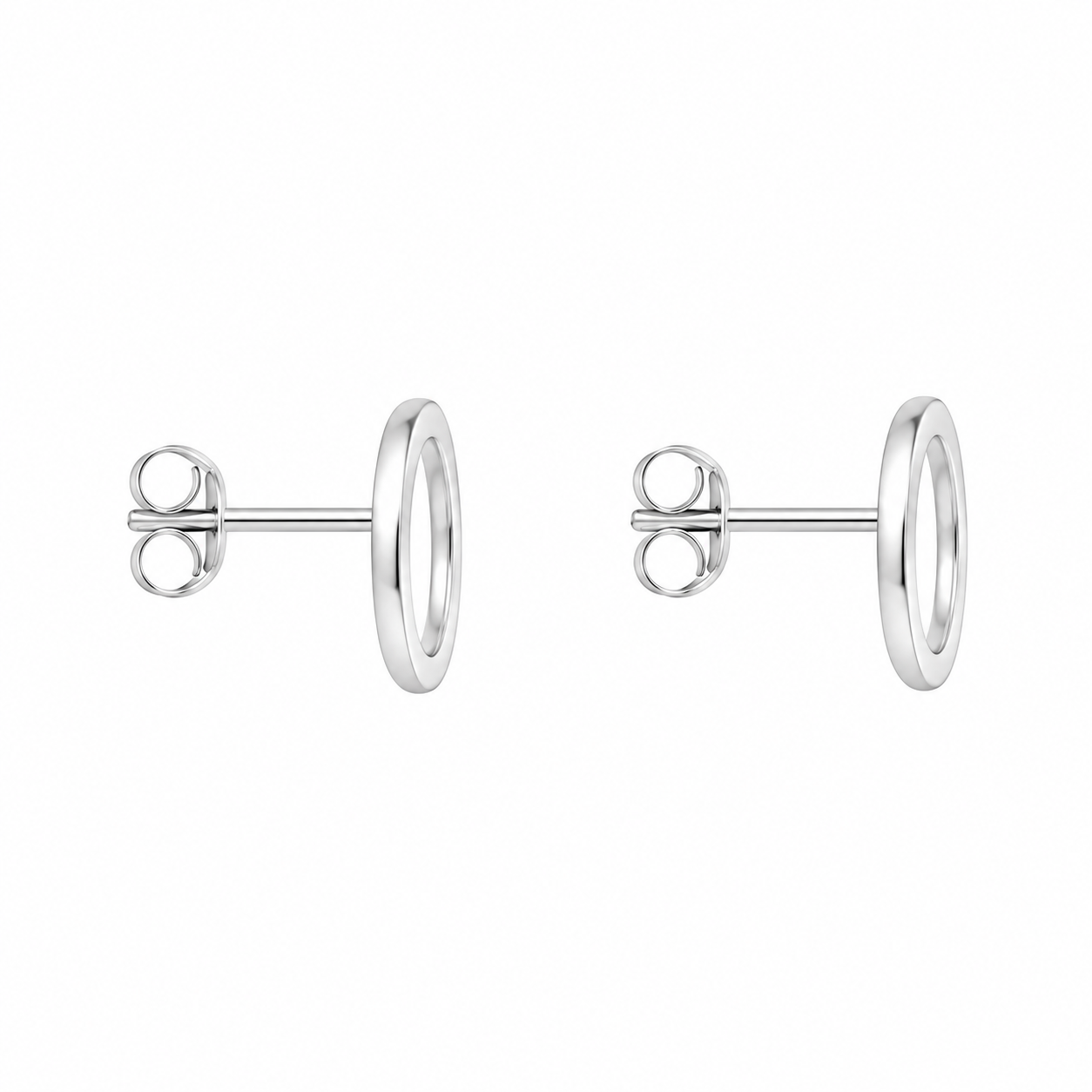 9ct White Gold Circle Stud Earrings