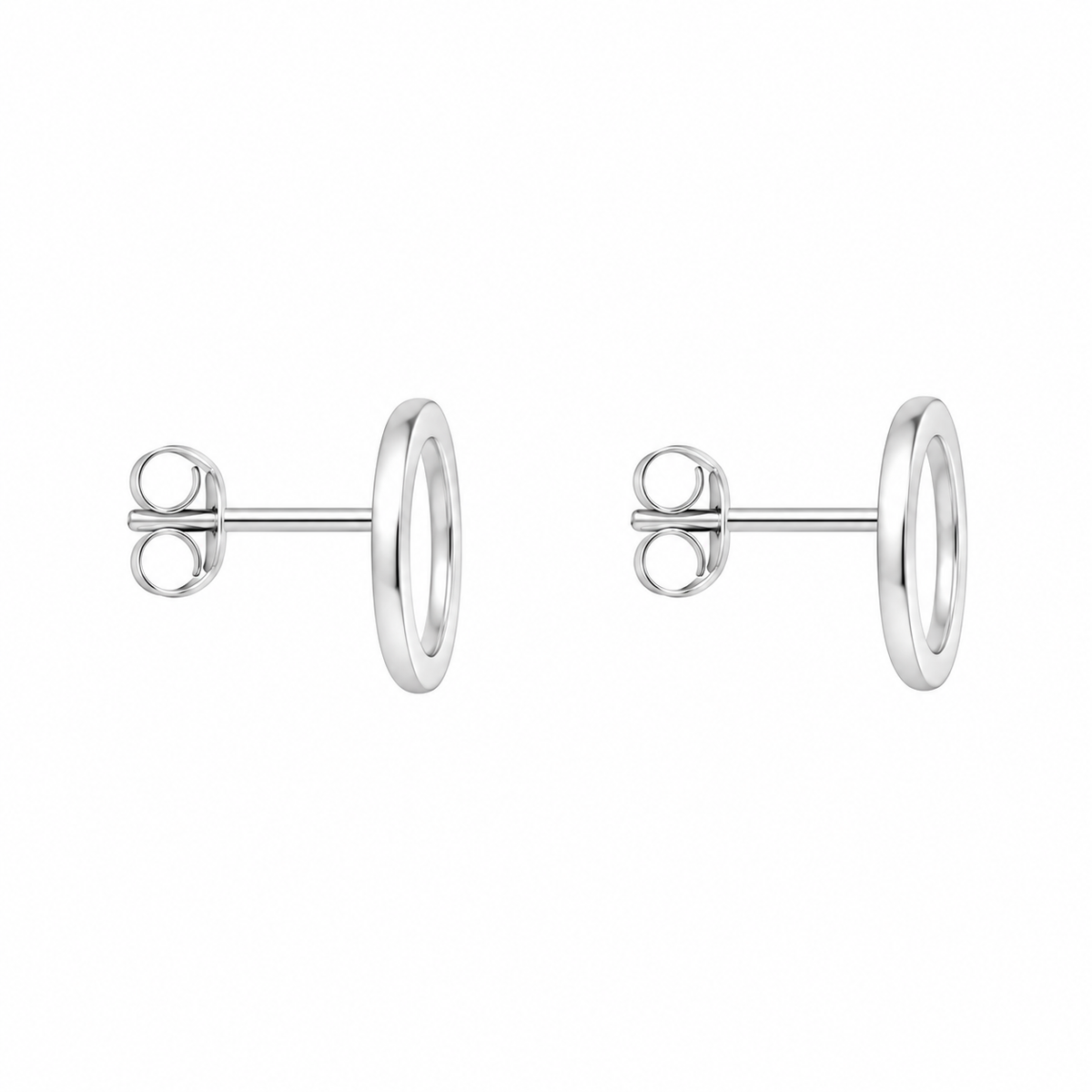 9ct White Gold Circle Stud Earrings