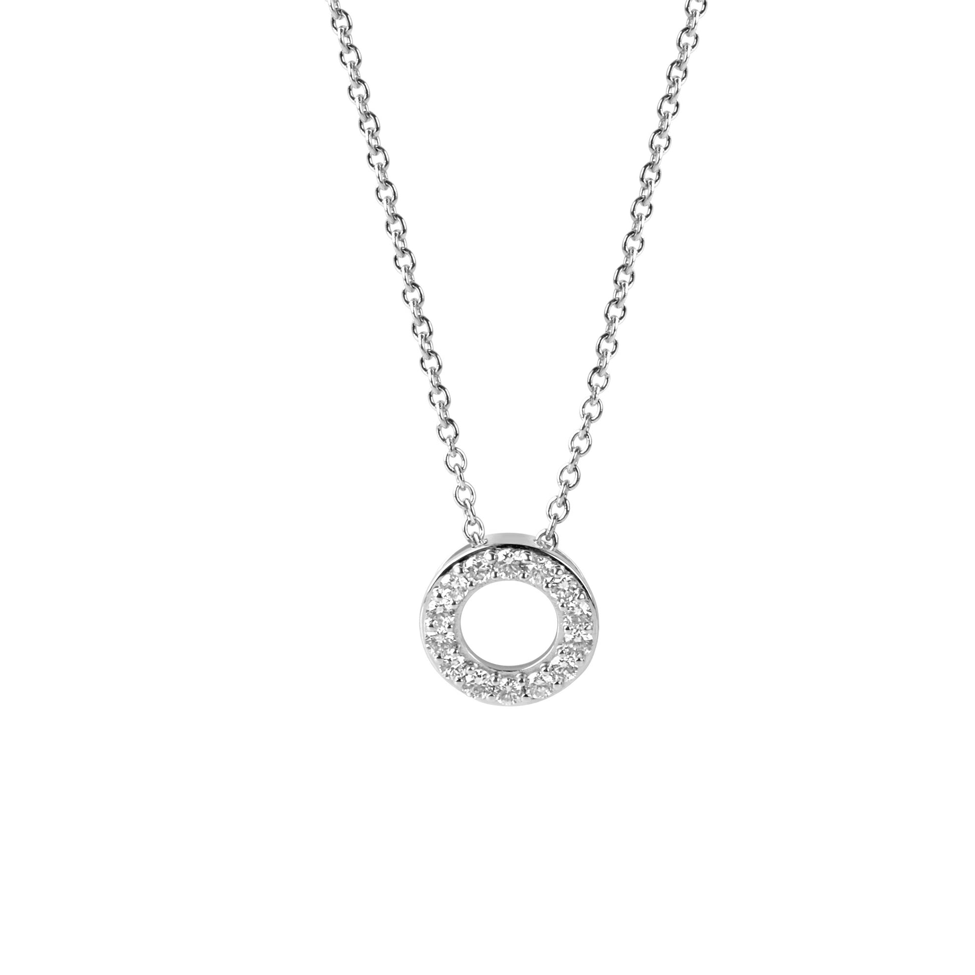 9ct White Gold Diamond-Set Open Circle Pendant