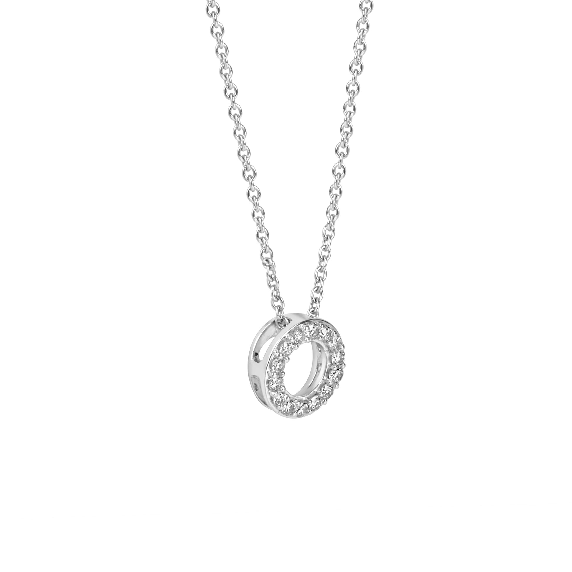 9ct White Gold Diamond-Set Open Circle Pendant