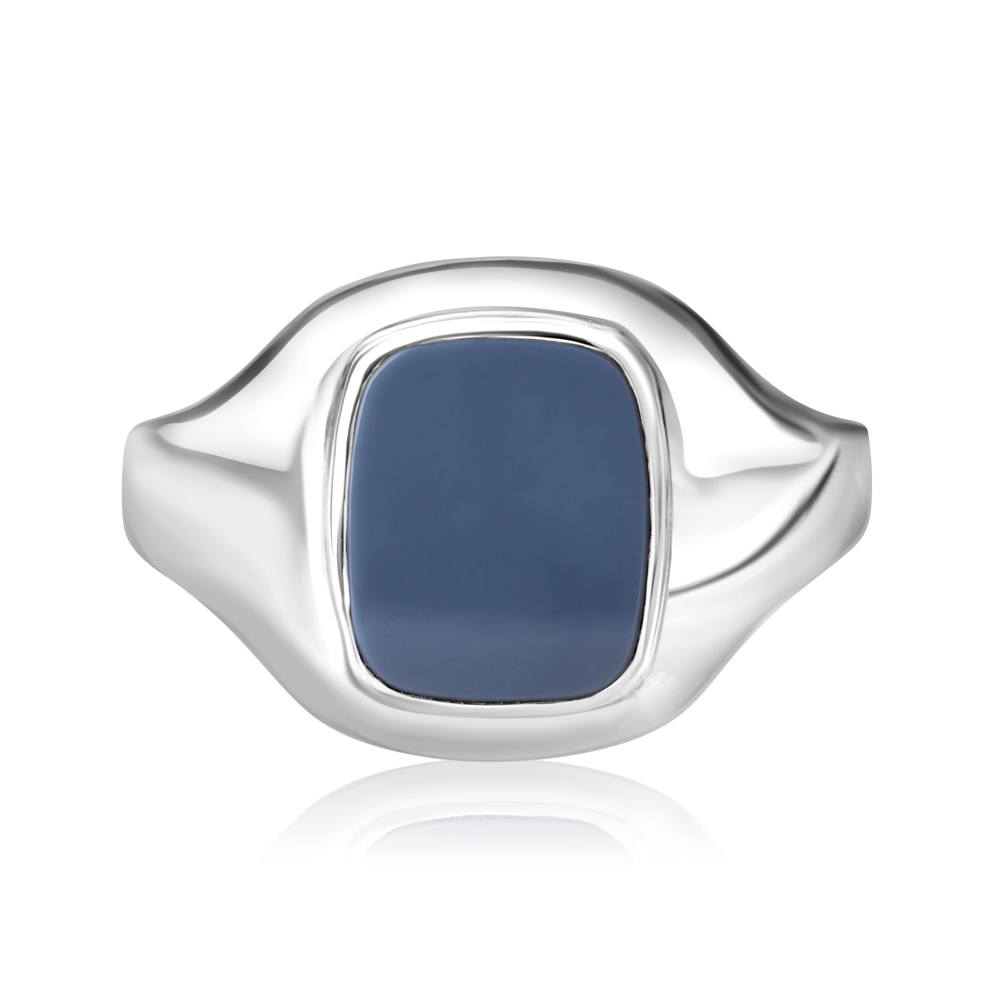 9ct White Gold Gents Blue-Grey Sardonyx Pre-Owned Signet Ring