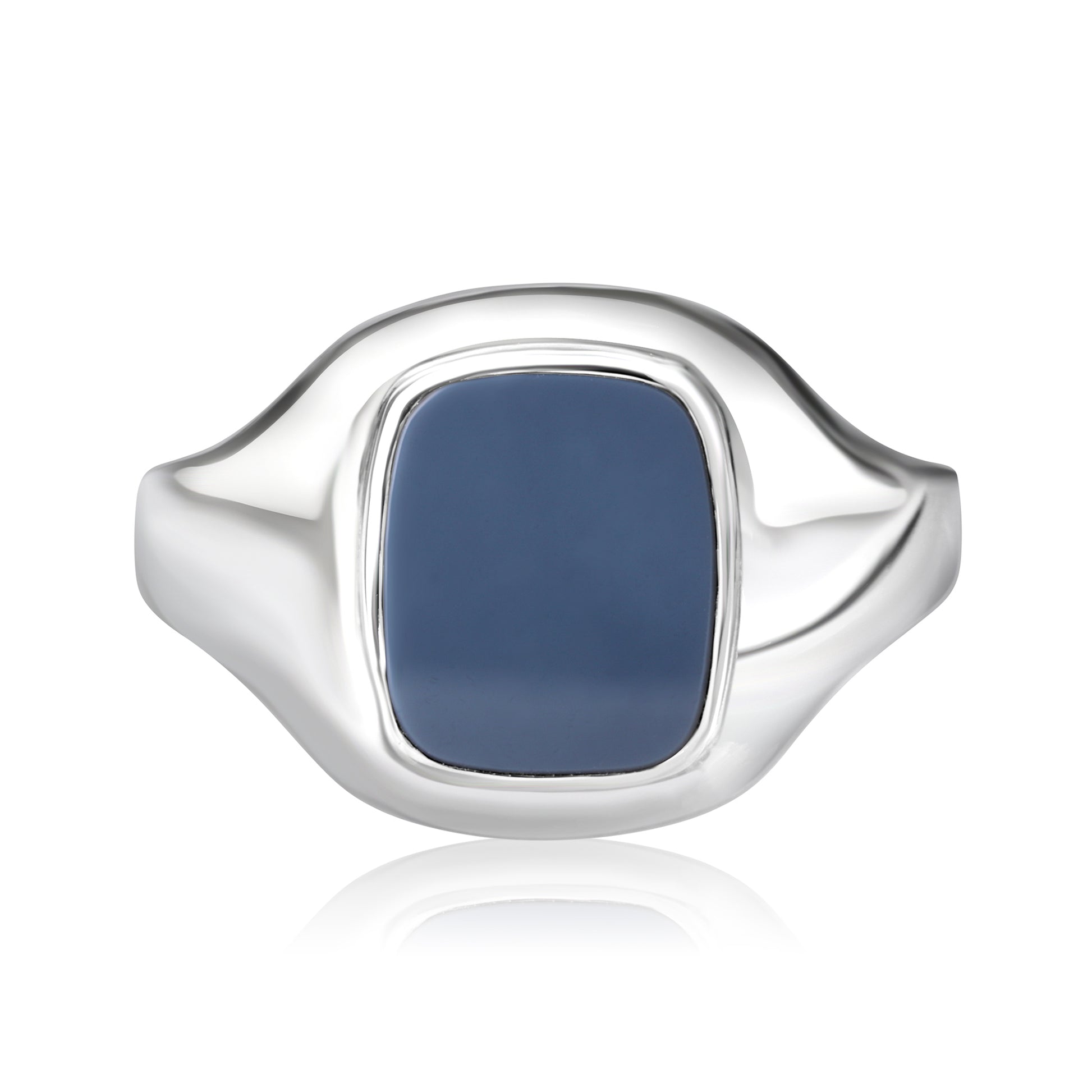 9ct White Gold Gents Blue-Grey Sardonyx Pre-Owned Signet Ring