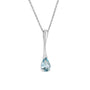 9ct White Gold Pear Shape Blue Topaz Pre Owned Pendant & Chain
