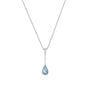9ct White Gold Pear Shape Blue Topaz Pre Owned Pendant & Chain