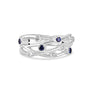 9ct White Gold Sapphire 0.355ct Diamond 0.058 Total Cascata Ring