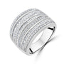 9ct White Gold Seven Row Diamond Pre-Owned Ring