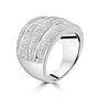 9ct White Gold Seven Row Diamond Pre-Owned Ring