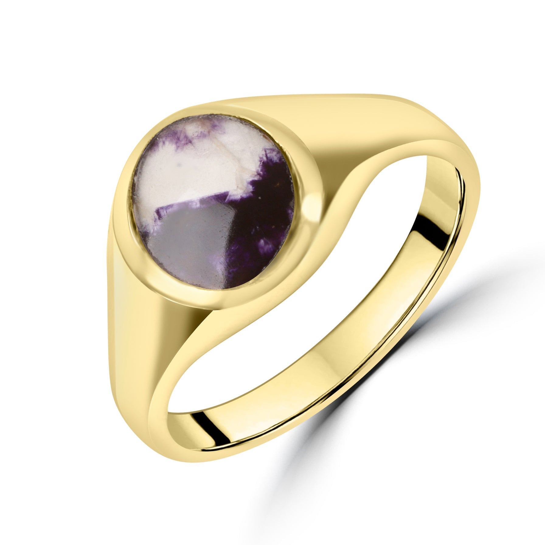 9ct Yellow Blue John Pre-Owned Signet Ring
