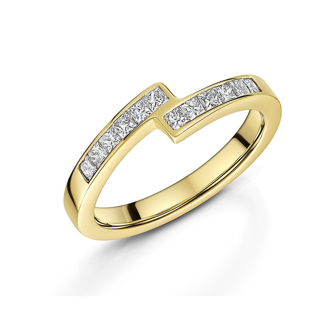 9ct Yellow Gold 0.37ct Lab Grown Diamond Zigzag Crossover Ring