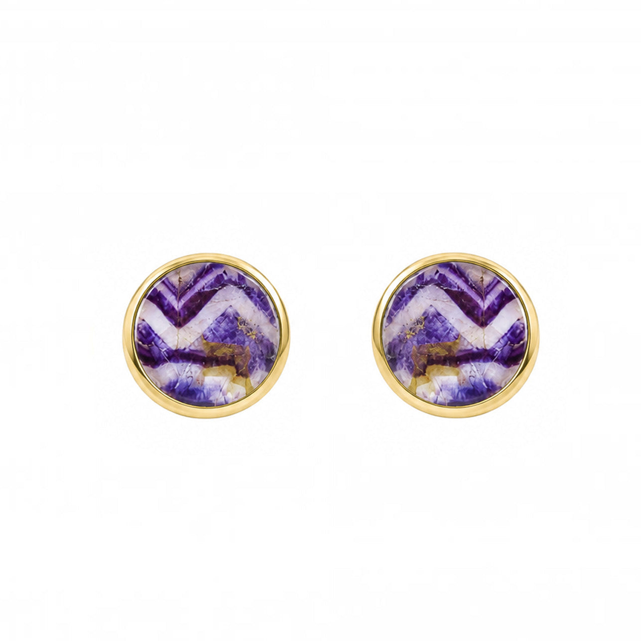9ct Yellow Gold 7mm Round Blue John Stud Earrings