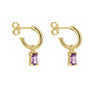9ct Yellow Gold Amethyst Charms (For Hoop Earrings Sold Separately)